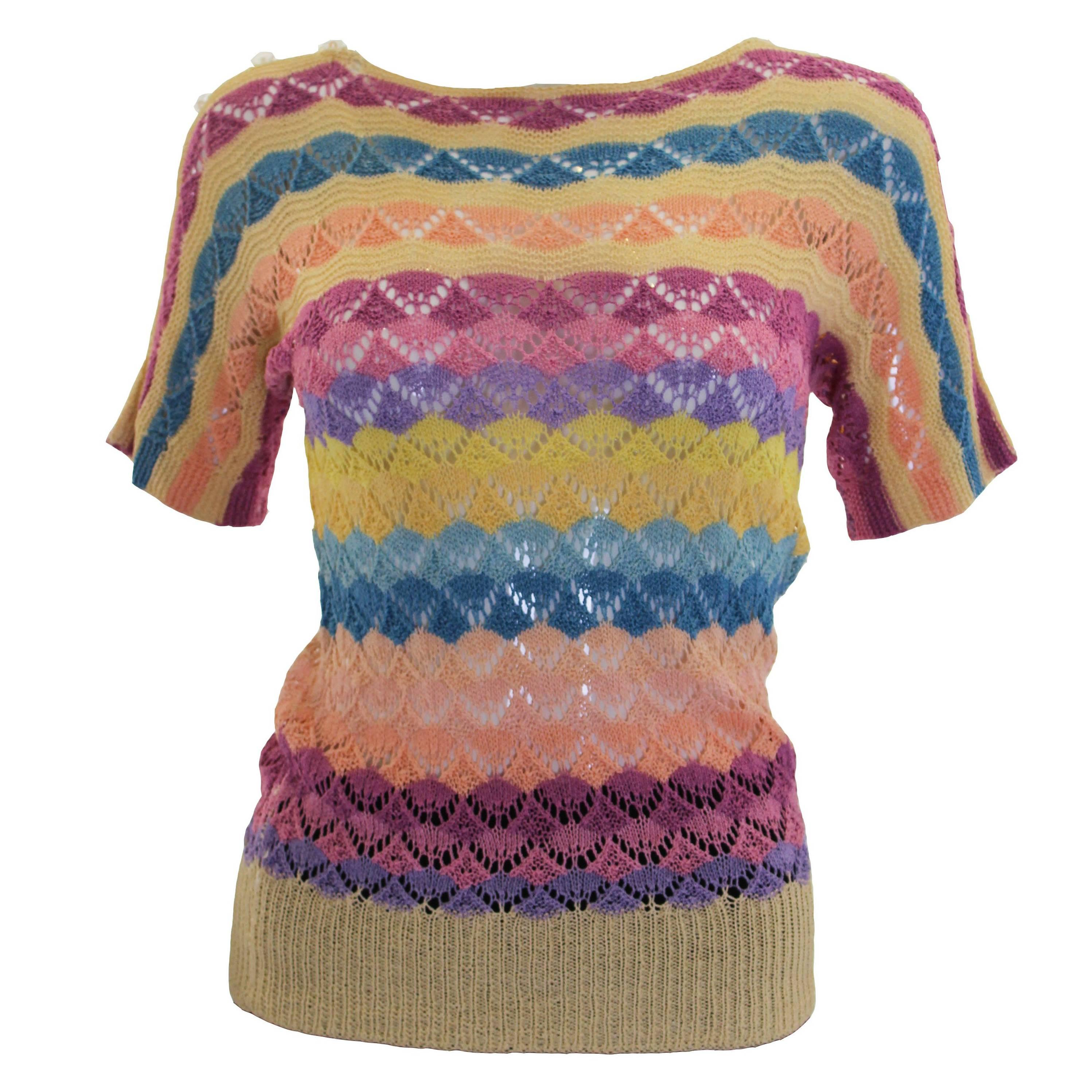 1920s Multicolour Stripe Crochet Jumper