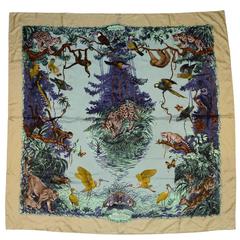 Hermes Green Jungle Print "Equateur" XL 140cm Silk Scarf