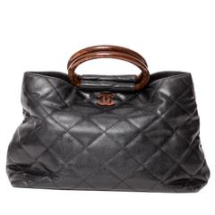 Chanel Caviar Top Handle Tote with Tortoise Resin Handles 