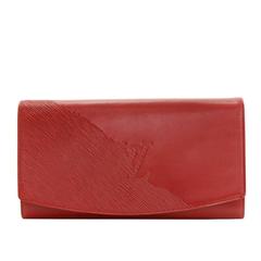 Vintage Louis Vuitton Red Leather Signature Long Clutch Bag