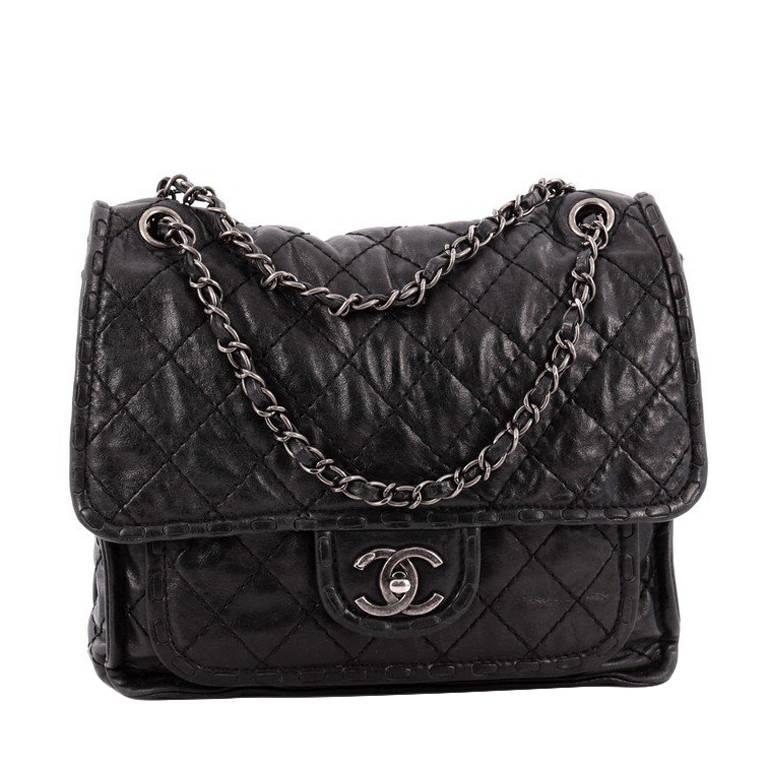 Chanel Paris-Edinburgh Square Flap Bag Quilted Aged Calfskin