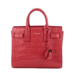 Saint Laurent Sac De Jour Handbag Crocodile Embossed Leather Nano