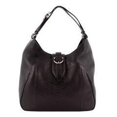 Salvatore Ferragamo Buckle Hobo Leather and Python Large