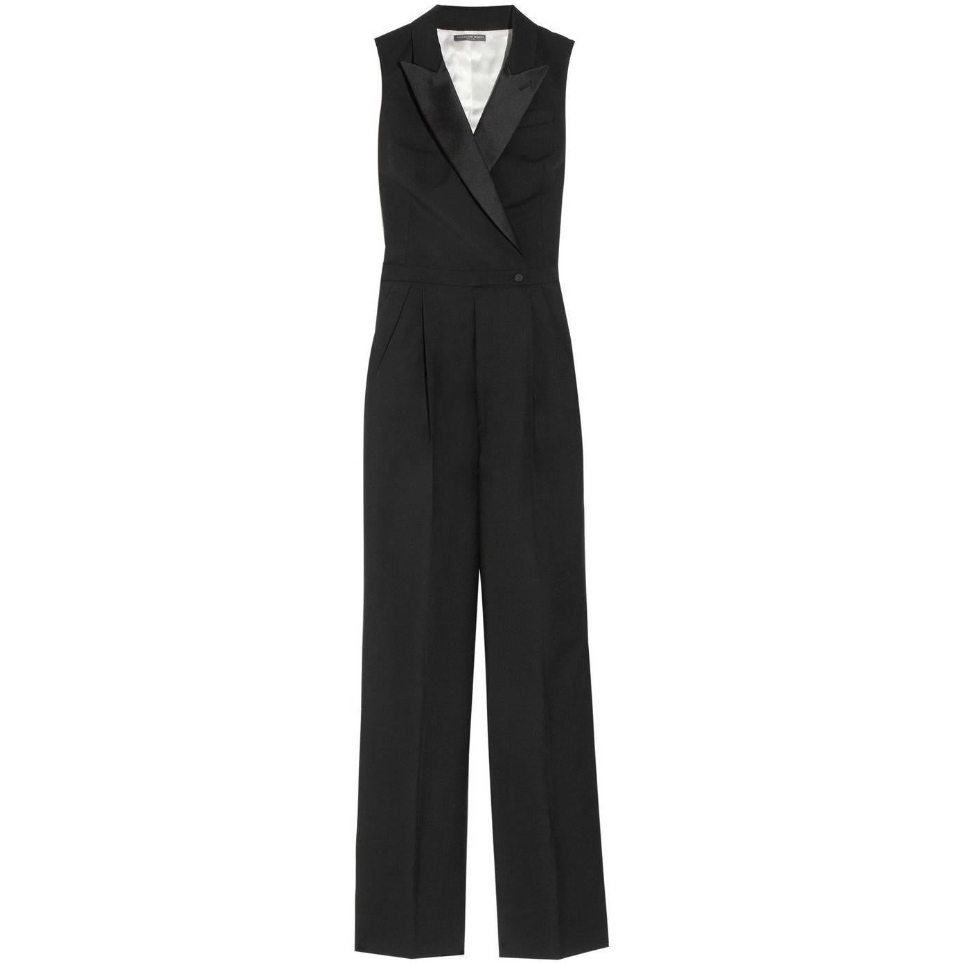 Naomi's Alexander McQueen Black Tuxedo Smoking Jumpsuit with Silk Trimming