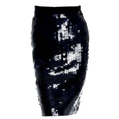 Amazing Chanel Midnight Blue Sequin Tweed Pencil Skirt