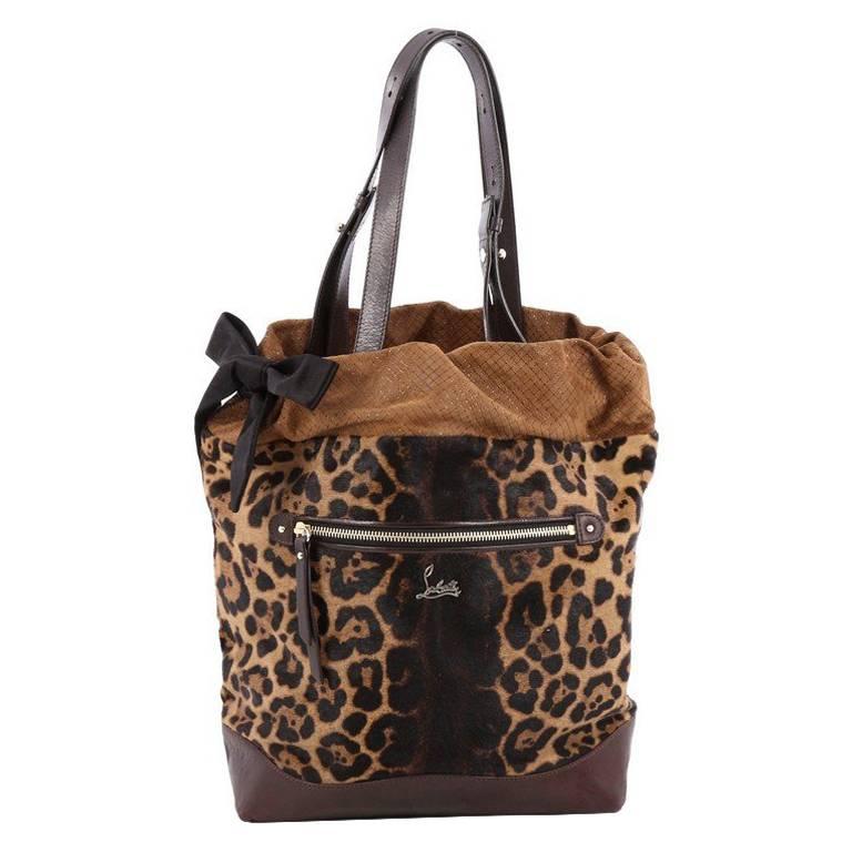 Christian Louboutin Pola Tote Printed Pony Hair with Leather and Suede