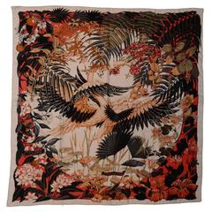 Hermes Silk and Cashmere 140cm Flamingo Party Scarf/Shawl