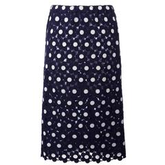 Comme Des Garcons Blue and White Embroidered Skirt 2