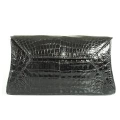 Used Nancy Gonzalez Black Crocodile Clutch and Shoulder Bag 