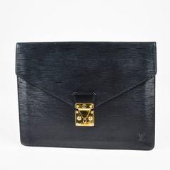 Vintage Louis Vuitton Black Epi Leather "Porte-Documents Senateur" Clutch 11