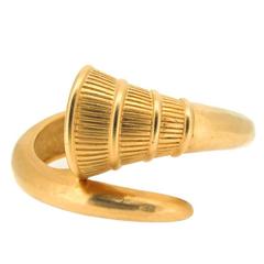 1980's Givenchy Gold Plated French Horn Clamper Bracelet