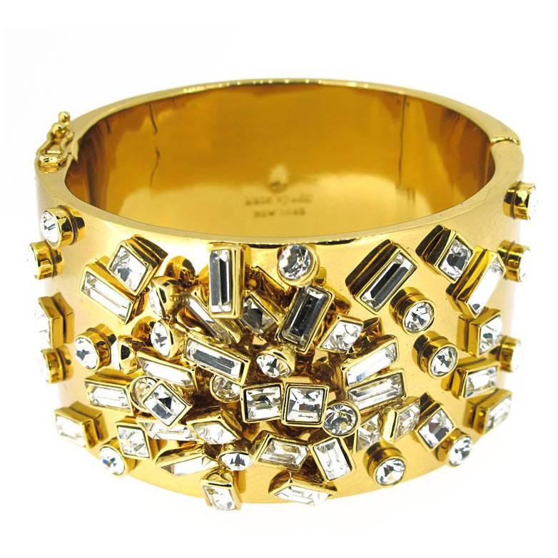 Kate Spade New York Glass Stone Encrusted Cuff For Sale