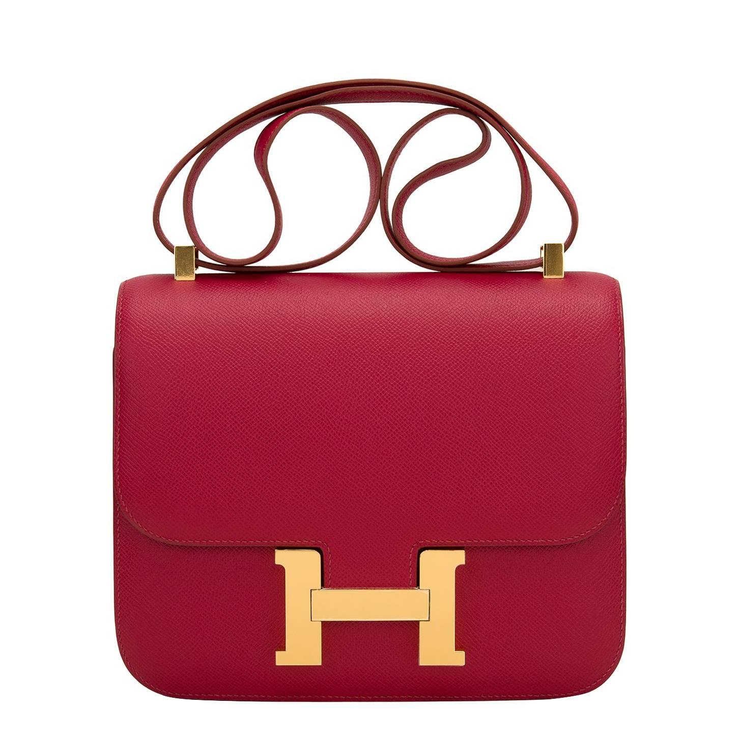 Hermes Rubis Epsom Constance 24cm Gold Hardware For Sale