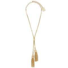 Lanvin NEW & SOLD OUT Gold Chain Glass Stone Long Tassel Evening Necklace in Box