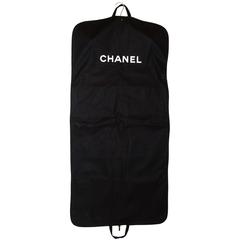 Chanel Black Canvas Garment Bag & Velvet Coat Hanger Set