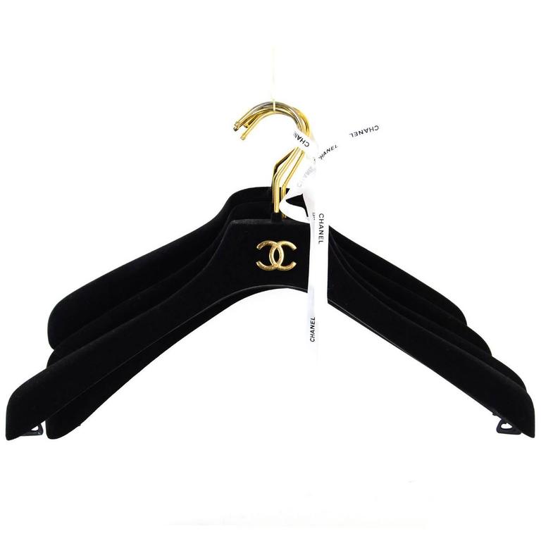 Chanel Black Velvet Coat Hangers- Set of 4 at 1stDibs