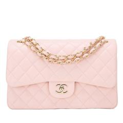 Chanel Light Pink Quilted Lambskin Jumbo Classic Double Flap Bag