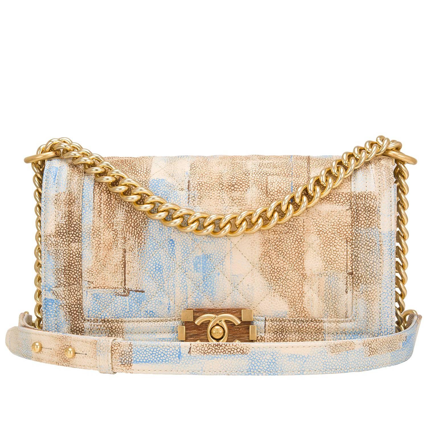 Chanel Watercolor Printed Caviar Medium Boy Bag