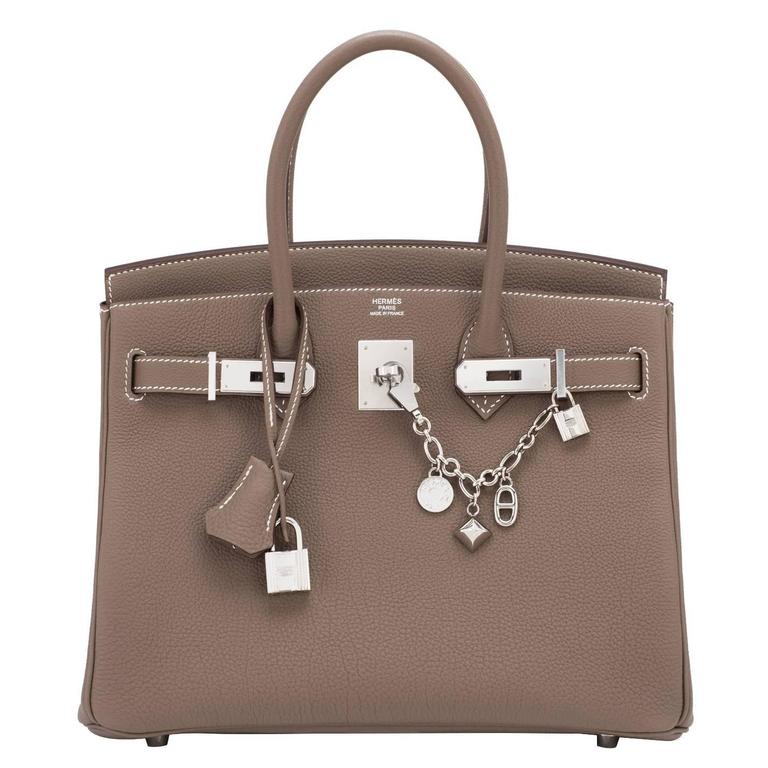 Hermes Etoupe 30cm Togo Birkin Taupe Bag Palladium Hardware Sporty Chic at 1stdibs