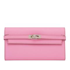 Hermès Bubblegum 5P Rose Epsom Kelly Wallet Clutch Darling