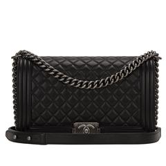 Chanel Black Quilted Lambskin New Medium Boy Bag