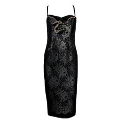 NEW Dolce & Gabbana Silk & Lace Bone Corset Dress, Coat & Brooch Ensemble 3PCS