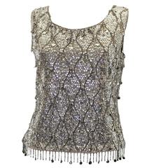 1960s Silver Sequinned Evening Top
