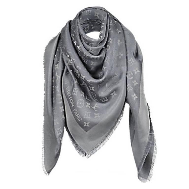 Louis Vuitton Monogram Charcoal Gray Shine Shawl (M72414) For Sale