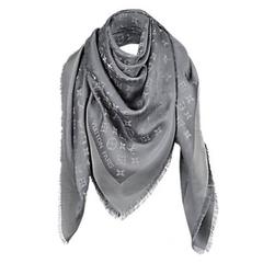 Louis Vuitton Monogram Charcoal Gray Shine Shawl (M72414) For Sale 1stDibs | lv sjaal, black and lv scarf, louis vuitton metallic scarf