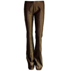Amazing Jitrois Chocolate Brown Metallic Stretch Leather Pants Leggings