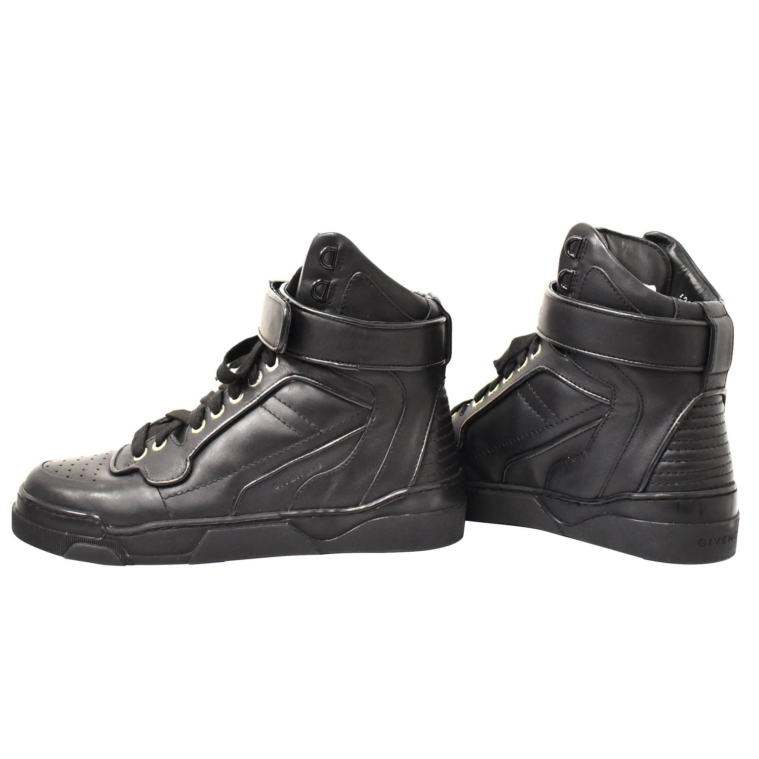Givenchy Black Leather High Top Trainers Brand New with Dust Bag and Box For Sale