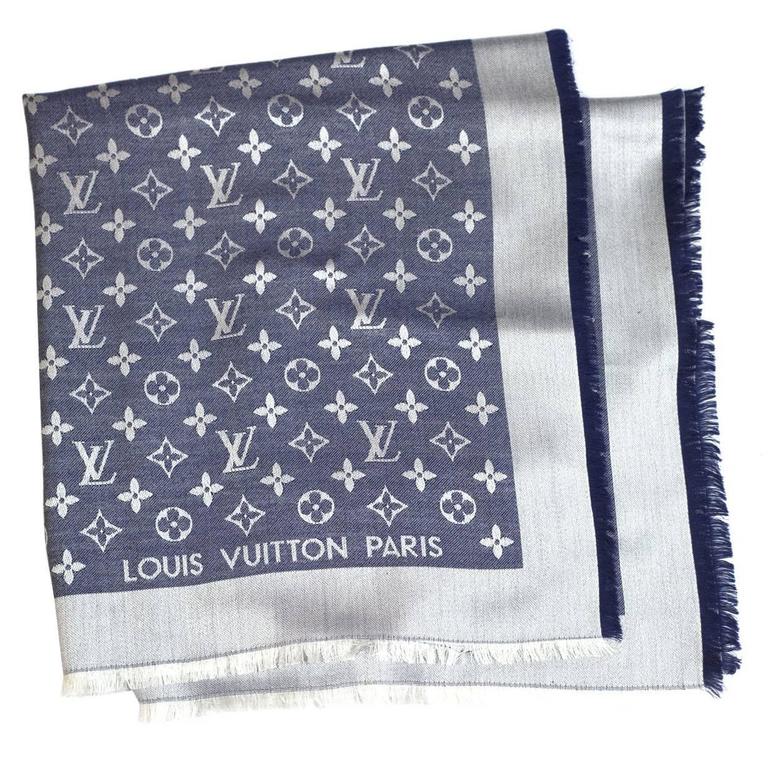 Louis Vuitton Silk/Wool Monogram Denim Shawl Scarf For Sale at 1stDibs ...