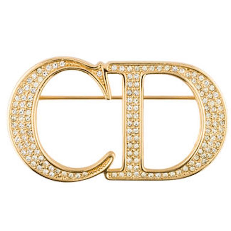 Christian Dior Gold Crystal 'CD' Logo 