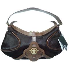 Gianni Versace handbag ponyskin New vintage purse gold/cacao bag leather medusa