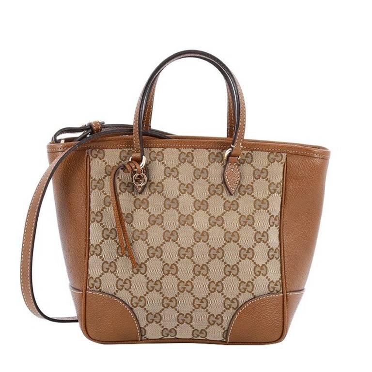 Gucci Bree Top Handle Bag GG Canvas with Leather Small