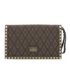 Valentino Rockstud Flap Clutch Studded Monogram Canvas