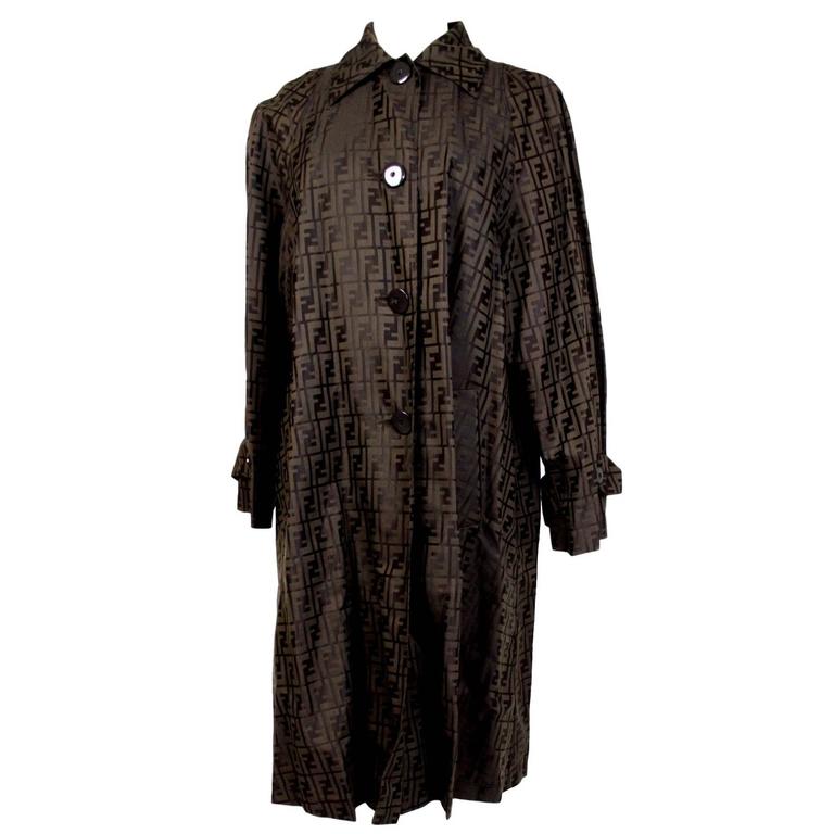 Fendi waterproof trench monogram women s coat raincoat 1980 s brown at