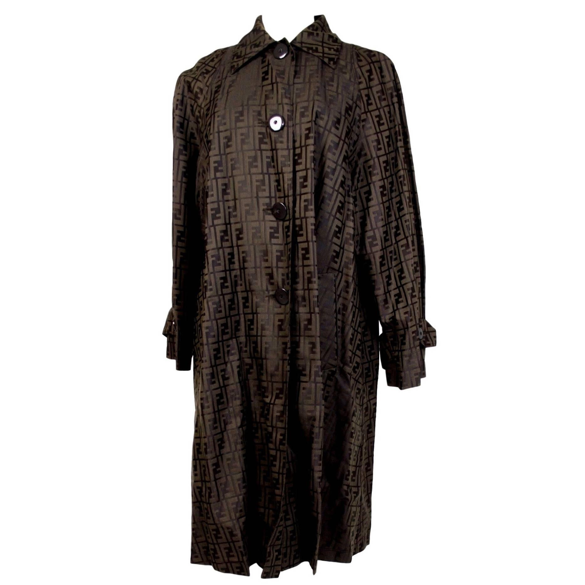 Fendi waterproof trench monogram women's coat raincoat 1980's brown 