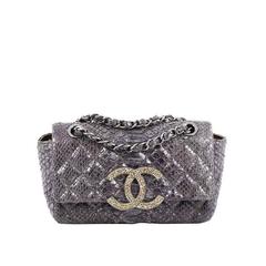Chanel Crystal CC Chain Flap Bag Quilted Python Small