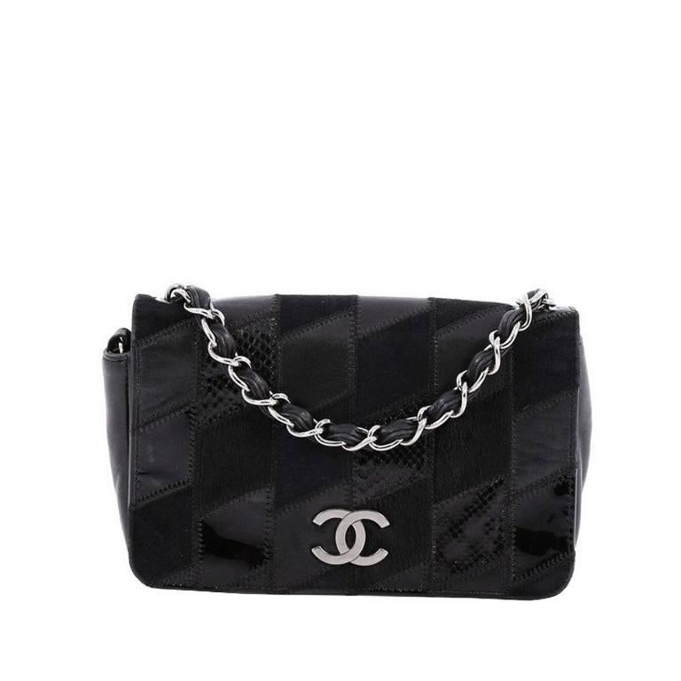 Chanel Chain CC Full Flap Bag Mixed Media Patchwork Small