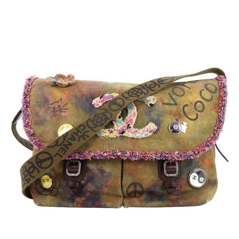 Chanel On The Pavement Graffiti Messenger Bag Canvas Large