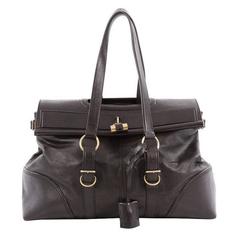 Saint Laurent Fold Over Duffle Bag Leather Large