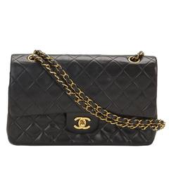 1990s Chanel Black Quilted Lambskin Vintage Medium Classic Double Flap Bag