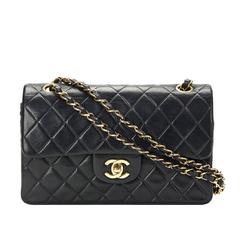 2000s Chanel Black Quilted Lambskin Small Classic Double Flap Bag