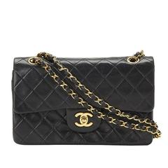1990s Chanel Black Quilted Lambskin Vintage Small Classic Double Flap Bag 1990s Chanel Black Quilted Lambskin Vintage Small Classic Double Flap Bag