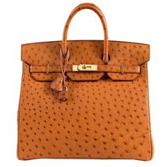 RARE Hermes 'Saffron' Ostrich HAC Birkin - 32cm GHW in Pristine  Condition