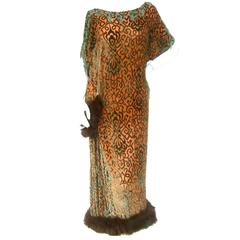 1920s Opulent Art Deco Glass Beaded Cut Velvet Flapper Dress