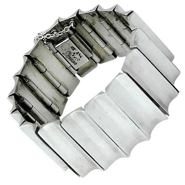 Antonio Pineda Taxco Sterling Silver Modernist Concave Bracelet