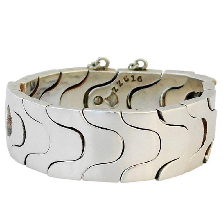 Antonio Pineda Sterling Silver Modernist Puzzle Bracelet For Sale