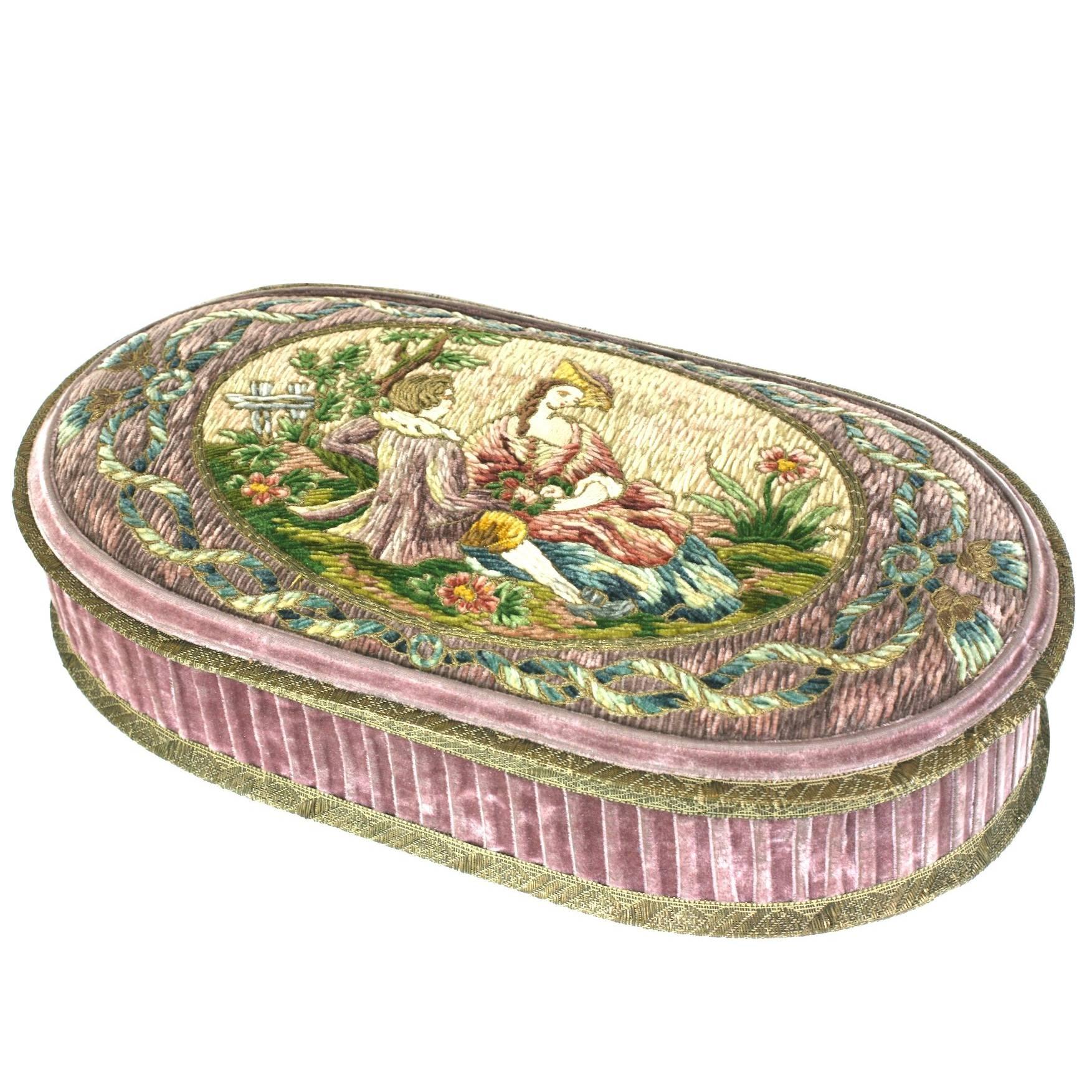 Wonderful  Deco French Boudoir Box with Chenille Embroidery